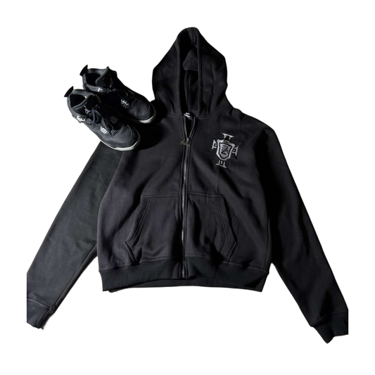 Black Portugal Zip Up Hoodie